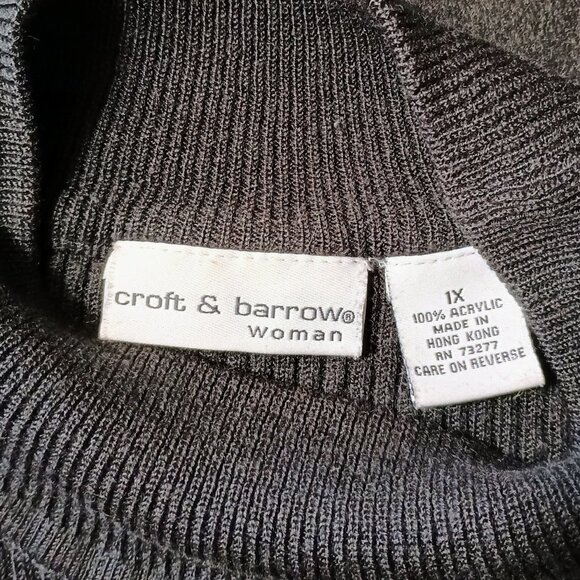 VGUC: Croft & Barrow Size XL Black Crew Neck Short Sleeve Sweater - Picture 3 of 3